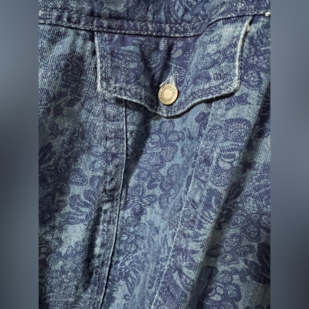 Vintage Jessica London Plus Size Denim Jacket 34W Floral Print Shacket Oversized - Picture 9 of 10